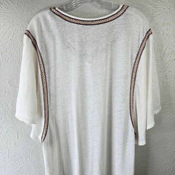 Garnet Hill Shift Sz Dress XL White Organic Linen Southwestern Boho Relaxed Fit - Picture 7 of 12
